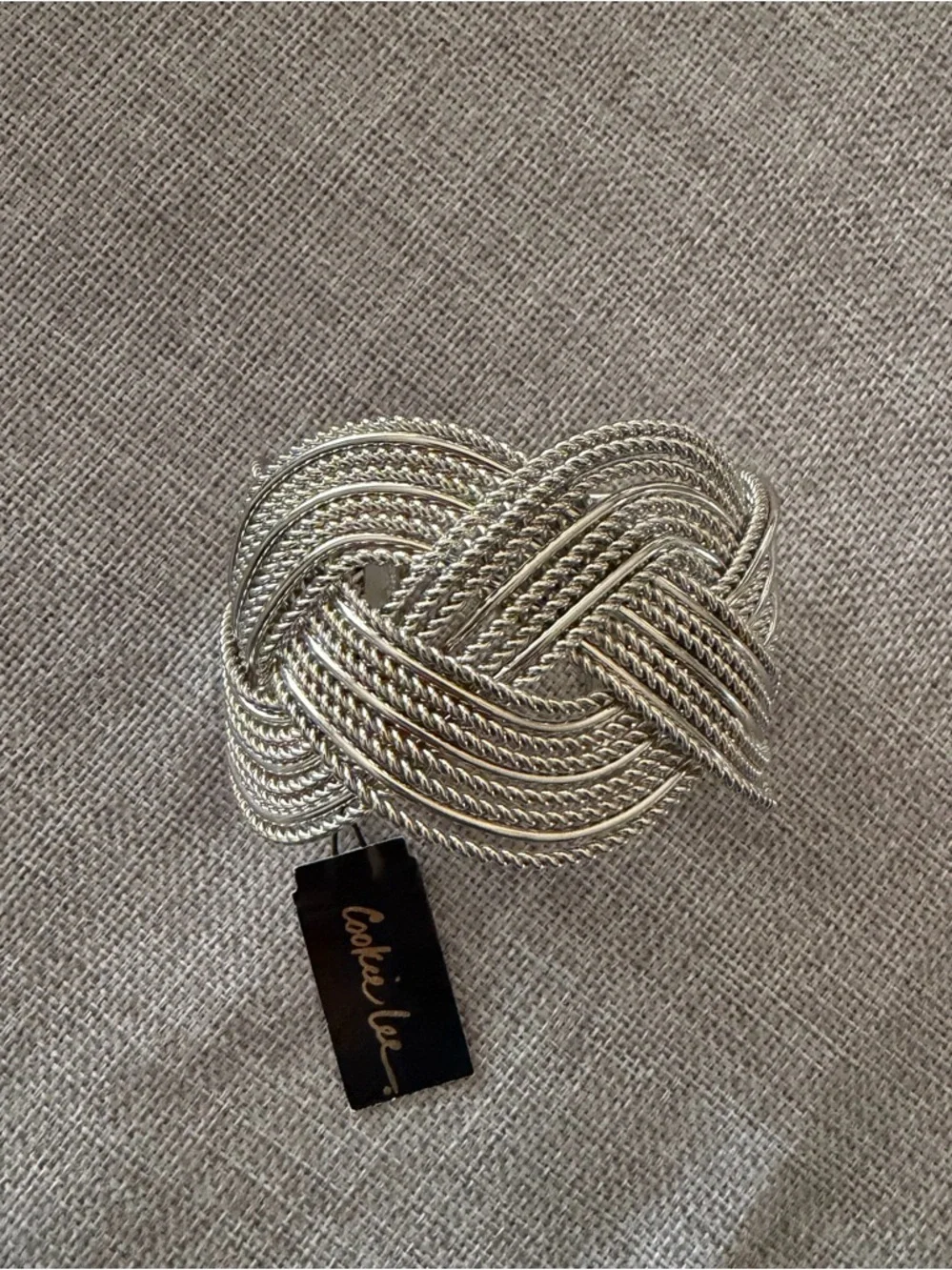 Cookie Lee Silver Tone Multi-Chain Knot Cuff Bracelet | Statement Piece NWT